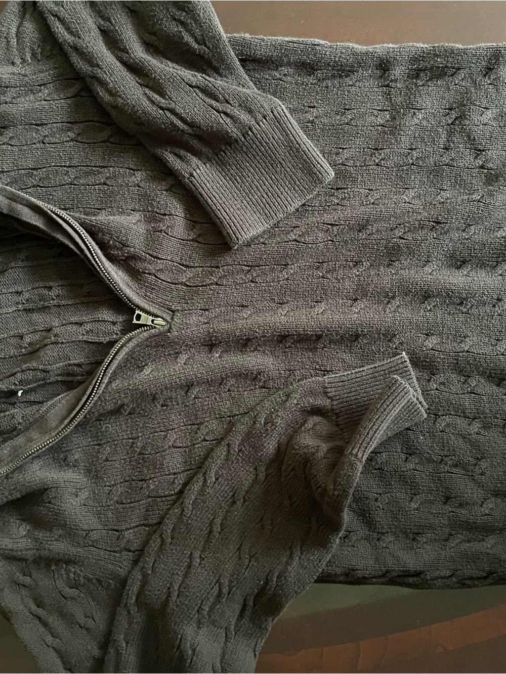 Banana Republic Men's Cable-Knit Zip Sweater in Dark Brown